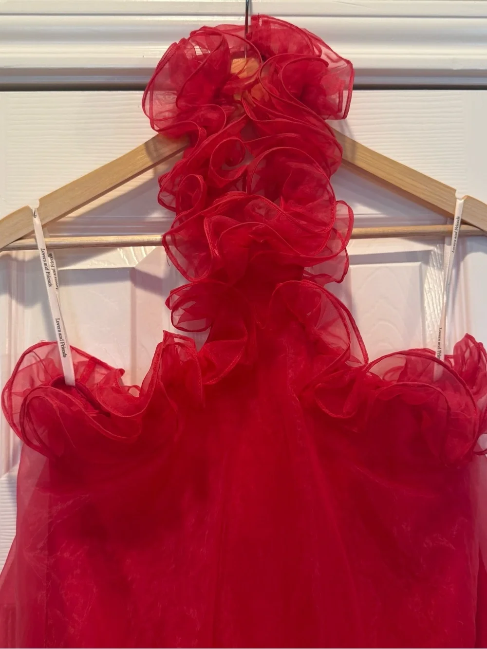 Lovers + Friends Capri Mini Dress Size S Hot Pink Halter Babydoll Organza Party